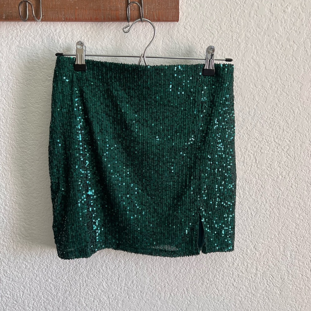 Art Class Sparkling Green Mini Skirt